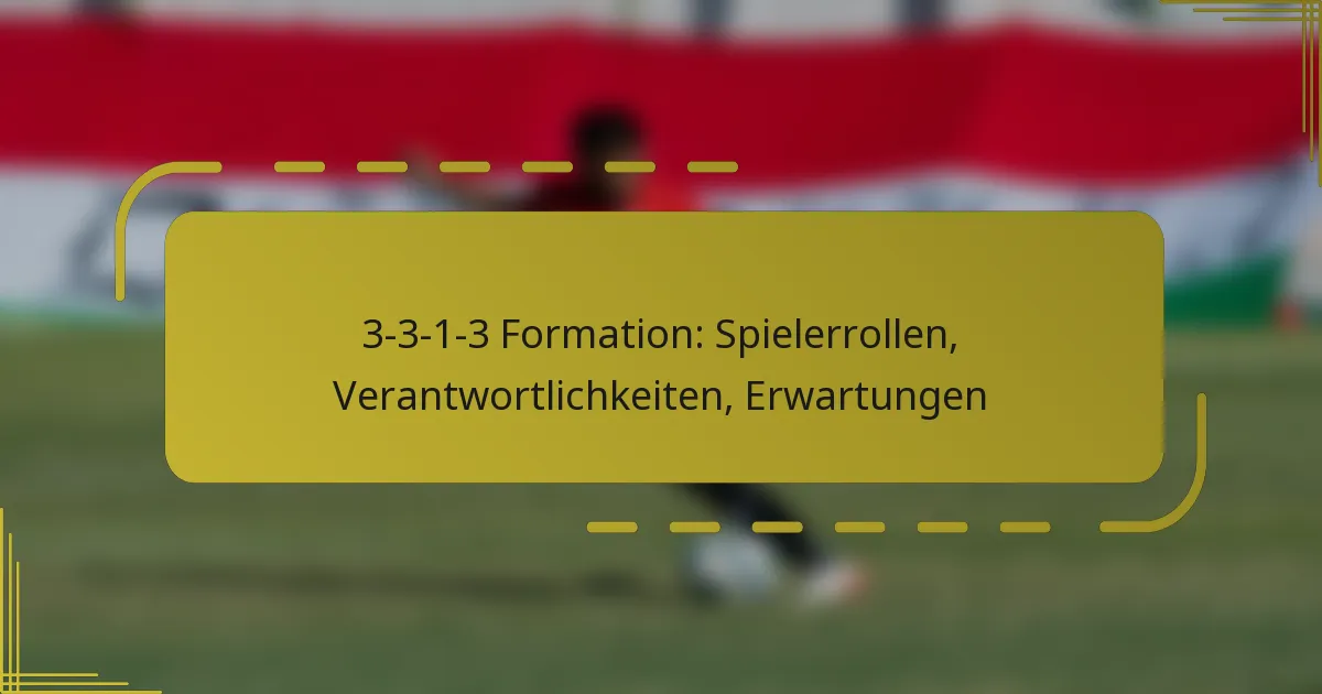 3-3-1-3 Formation: Spielerrollen, Verantwortlichkeiten, Erwartungen