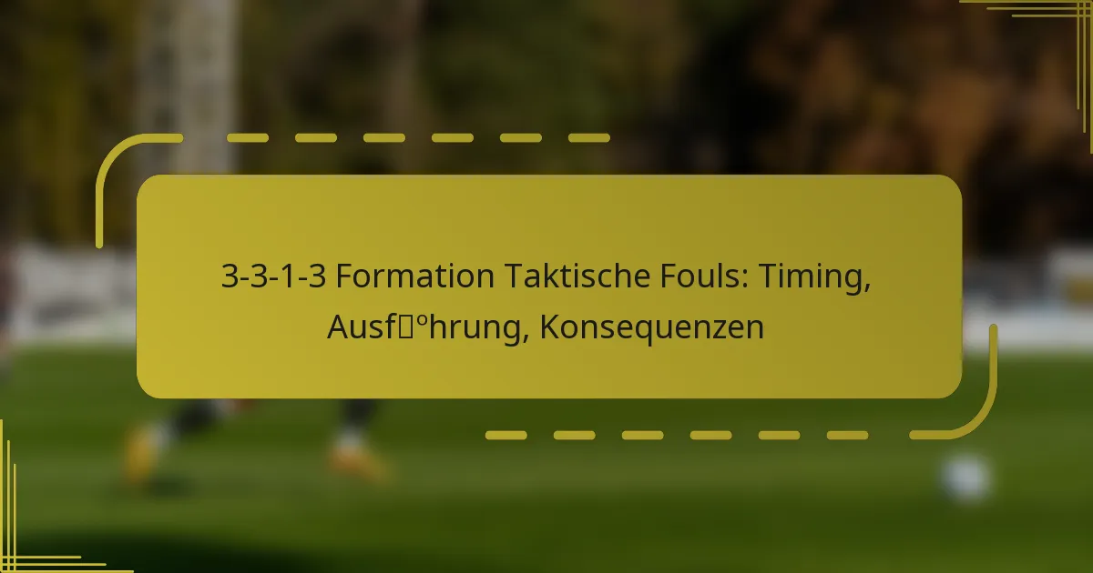 3-3-1-3 Formation Taktische Fouls: Timing, Ausführung, Konsequenzen
