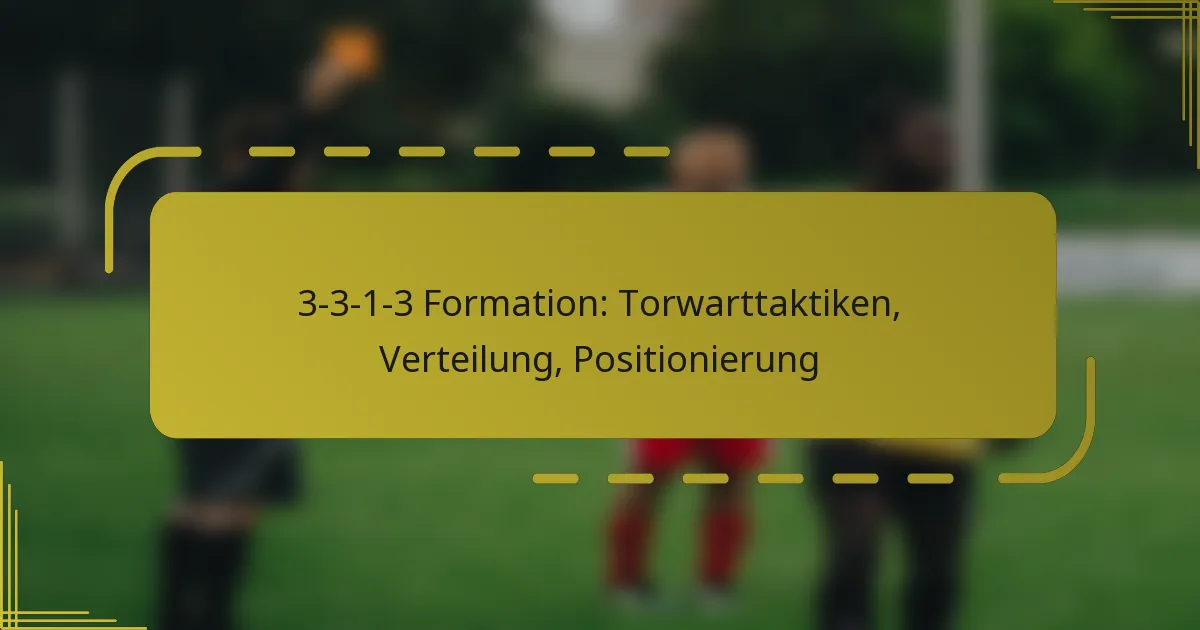 3-3-1-3 Formation: Torwarttaktiken, Verteilung, Positionierung