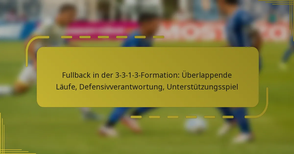 Fullback in der 3-3-1-3-Formation: Überlappende Läufe, Defensivverantwortung, Unterstützungsspiel