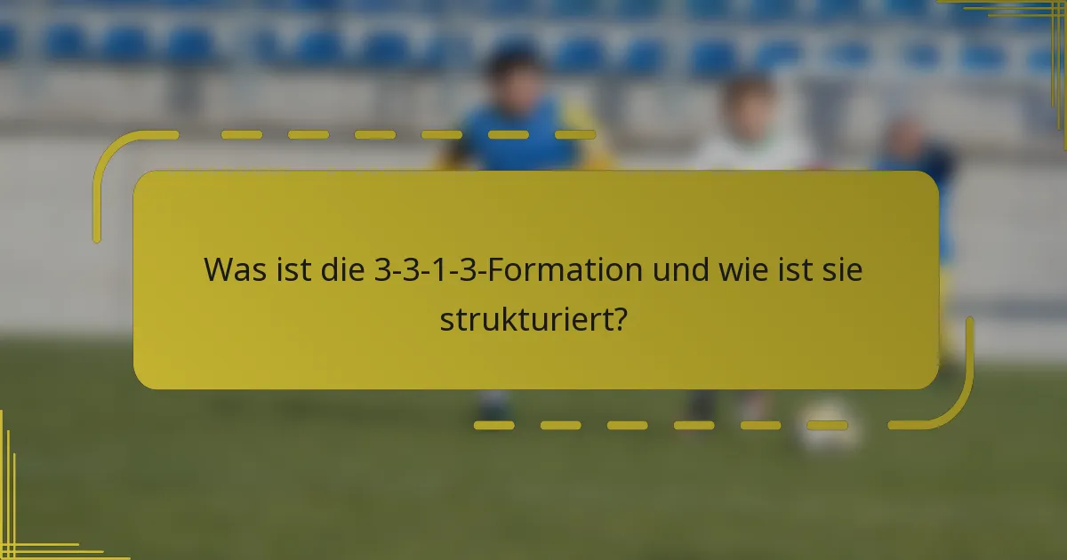 Was ist die 3-3-1-3-Formation und wie ist sie strukturiert?