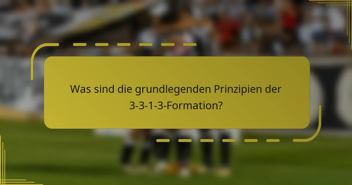 Was sind die grundlegenden Prinzipien der 3-3-1-3-Formation?