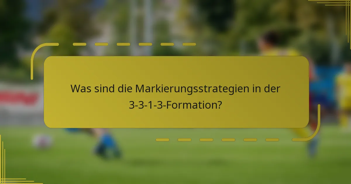 Was sind die Markierungsstrategien in der 3-3-1-3-Formation?