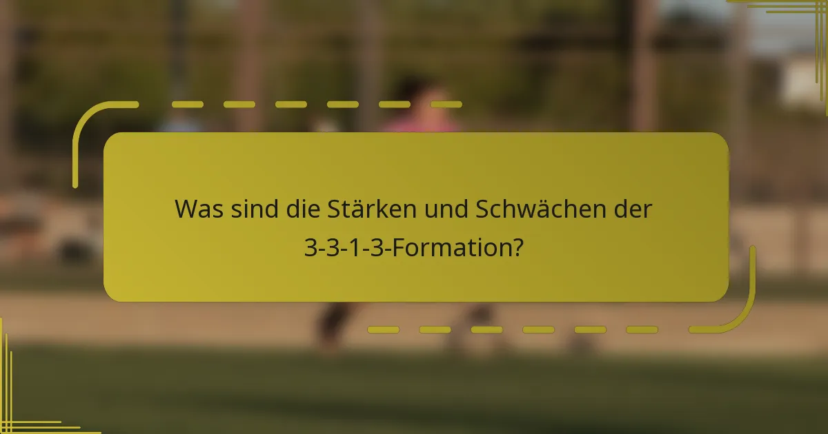 Was sind die Stärken und Schwächen der 3-3-1-3-Formation?