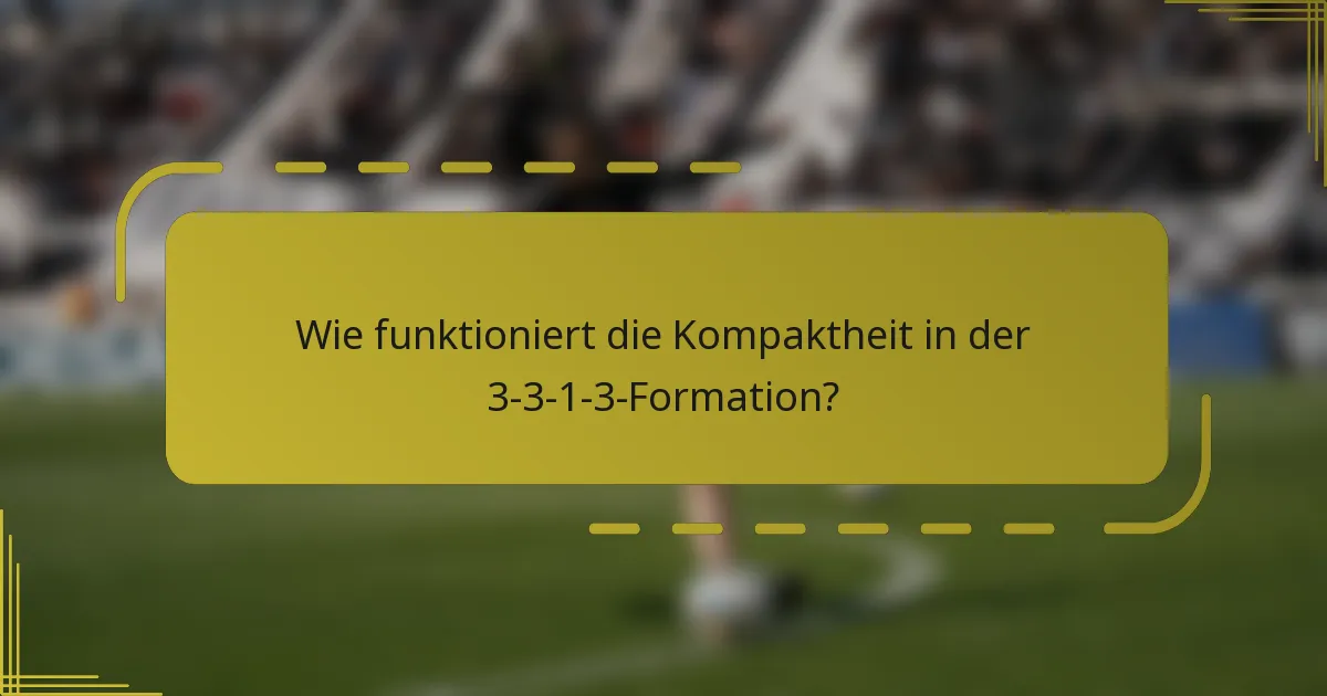 Wie funktioniert die Kompaktheit in der 3-3-1-3-Formation?