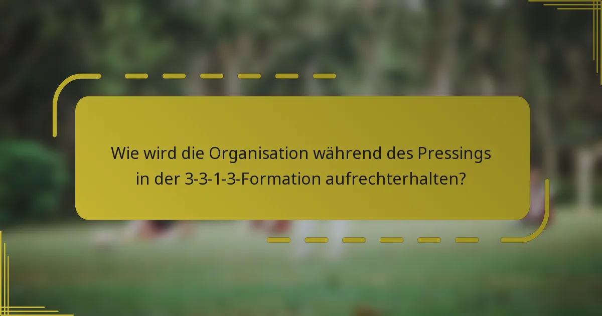 Wie wird die Organisation während des Pressings in der 3-3-1-3-Formation aufrechterhalten?